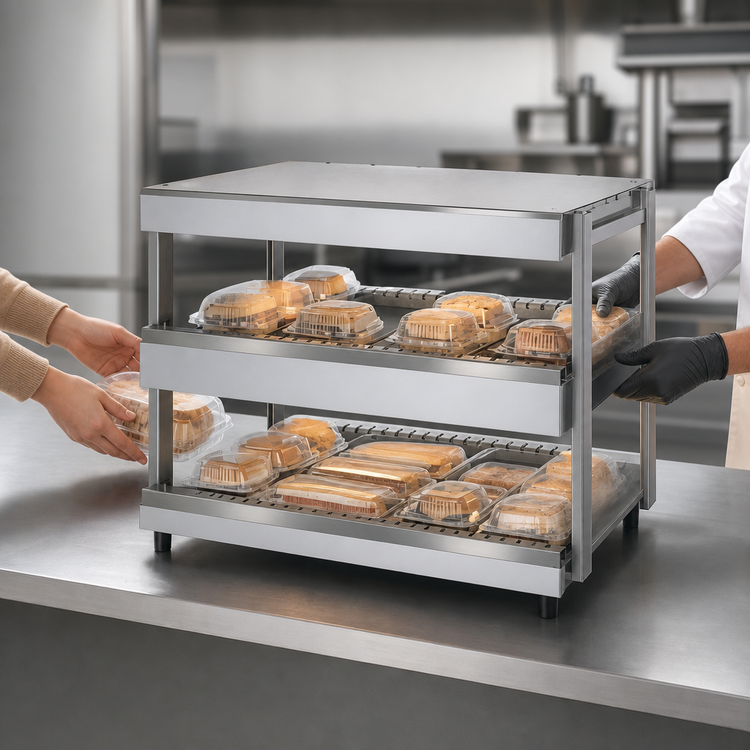 Product image #3 for Hatco Glo-Ray 36-Inch Countertop Pass-Through Dual-Shelf Merchandising Display Warmer