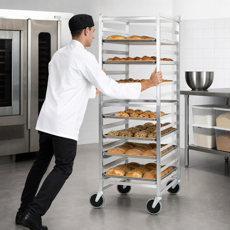 Product image #3 for Panco Mobile Full-Height Side-Loading Aluminum Pan Rack for 18 x 26 Inch Sheet Pans, 20-Pan Capacity