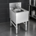 Thumbnail image #3 for Eagle Group Spec-Bar HS12-19 Free-Standing Underbar Hand Sink, 12 x 19 Inch, 6-Inch Deep Bowl, Gooseneck Faucet, 304 Stainless Steel