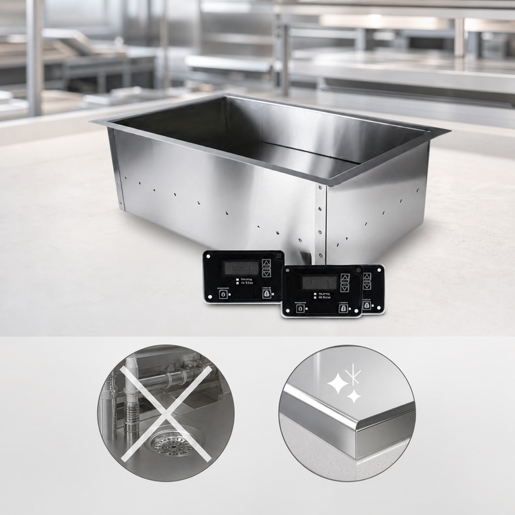 Product image #3 for CookTek SinAqua Rectangular Drop-In Induction Hot Food Dry Well, 4-Inch Deep, 6-Sensor