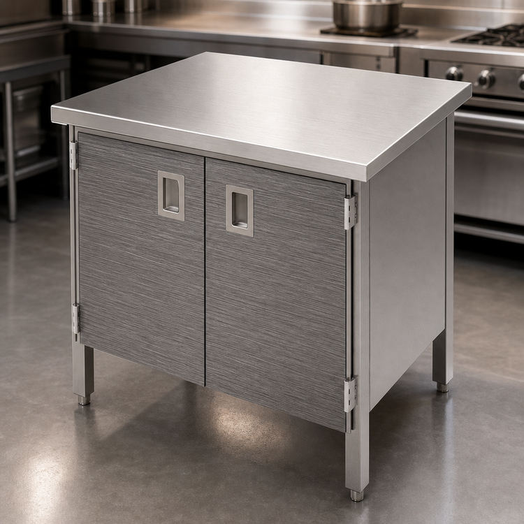 Product image #3 for John Boos 48 x 30-Inch Enclosed Base Work Table with Hinged Doors and Stainless Steel Flat Top
