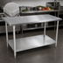 Thumbnail image #3 for Stallion 120-Inch x 36-Inch 16-Gauge Stainless Steel Top Work Table with Galvanized Legs and Adjustable Undershelf