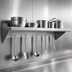 Thumbnail image #3 for BK Resources Premium Wall-Mount Stainless Steel Overshelf with Pot Rack, 48 x 16 Inches