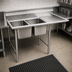 Thumbnail image #3 for Eagle Group 69-Inch Two-Compartment Stainless Steel Sink with Right Drainboard and Backsplash