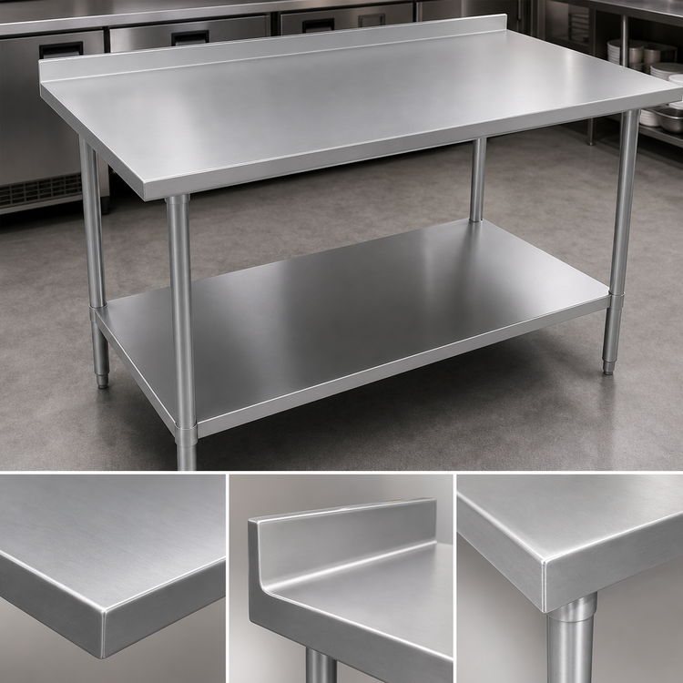 Product image #3 for John Boos Stallion 84" x 30" Stainless Steel Work Table with 1-1/2" Rear Up-Turn and Safety Edge