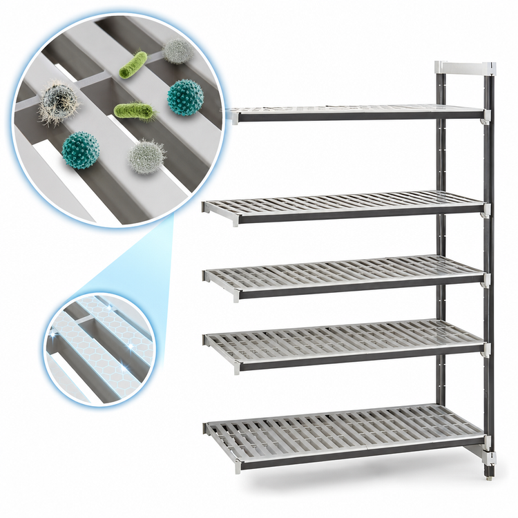 Product image #3 for Cambro Camshelving Elements XTRA 5-Tier Vented Stationary Add-On Polymer Shelving Unit, 18 x 30 x 64 Inches