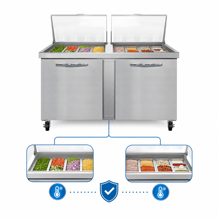 Product image #3 for Mighty Top SW60N24M 60-Inch Two-Section Refrigerated Sandwich Prep Table