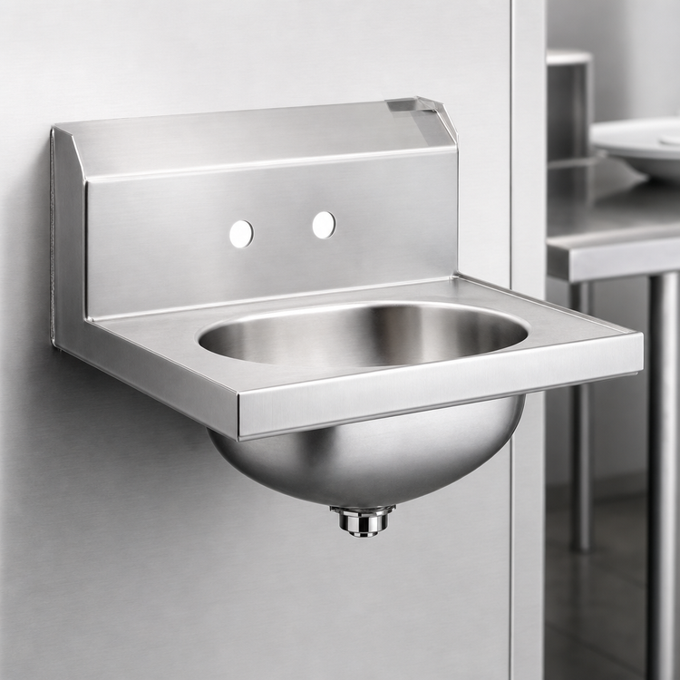 Product image #3 for Eagle Group Wall-Mounted 304 Stainless Steel Hand Sink with 13-1/2" x 9-3/4" x 6-3/4" Bowl