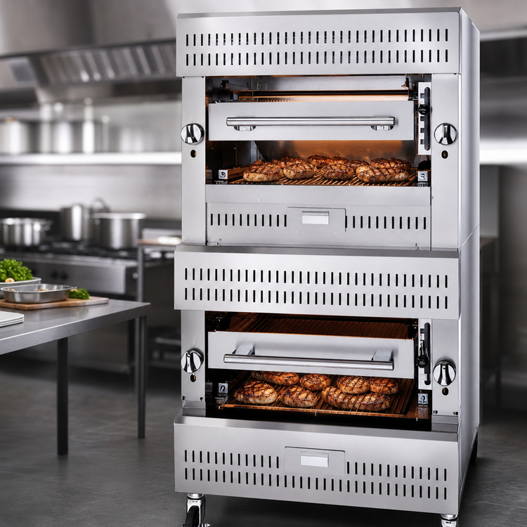Product image #3 for Vulcan V Series 36-Inch Heavy-Duty Double Deck Gas Upright Broiler with Ceramic Over Infrared Heat