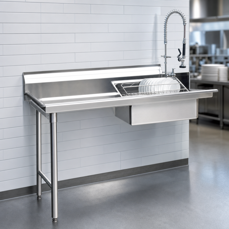Product image #3 for Eagle Group Straight Soiled Dishtable with Pre-Rinse Sink, 60 x 30 Inch, Left-to-Right Operation