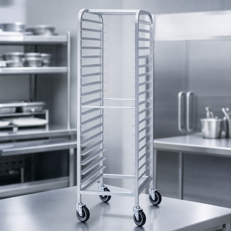 Product image #3 for Dinex Econo-Tabletop Aluminum Pan Rack for 18 x 26 Inch Trays, 5-Tray Capacity