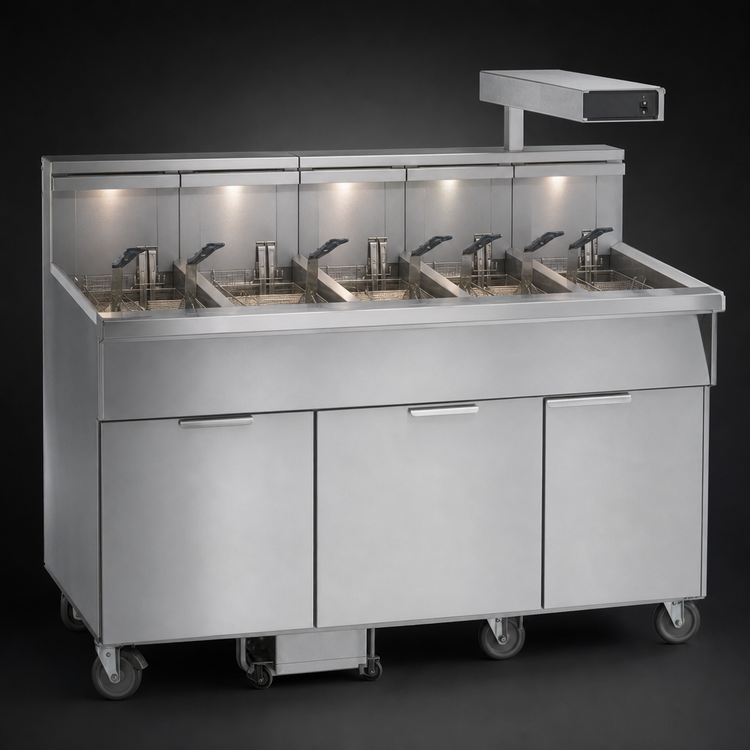 Product image #3 for Imperial Electric Floor Model 5-Tank Fryer with Built-In Filter System and Dump Station