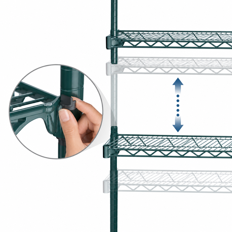 Product image #3 for Metro Super Erecta Super Adjustable Wire Shelf with Microban, 72-Inch W x 21-Inch D, Metroseal 3 Green Epoxy Coated
