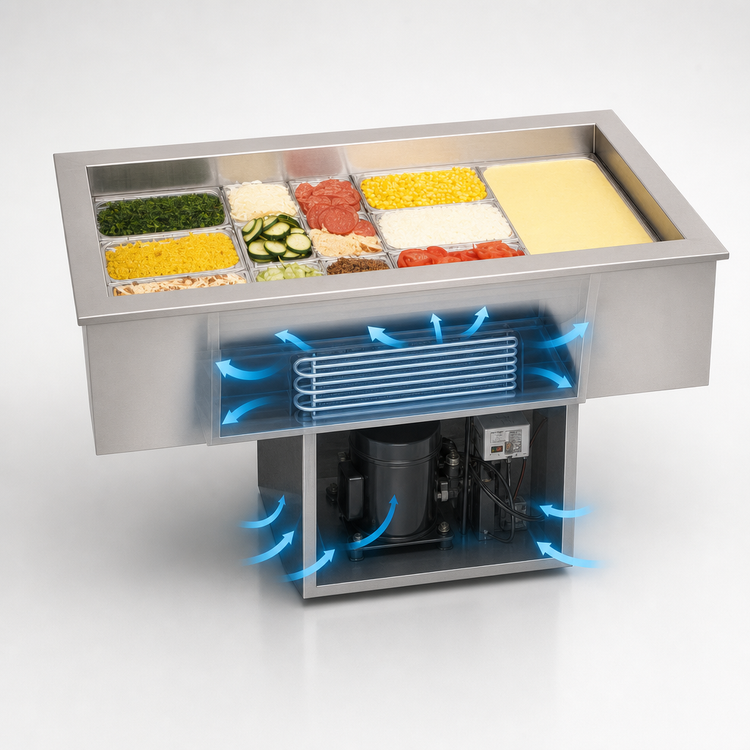 Product image #3 for La Rosa 4119-MCDB Drop-In Self-Contained Refrigerated Cold Pan, 1 Full-Size Pan, 3-Inch Recessed