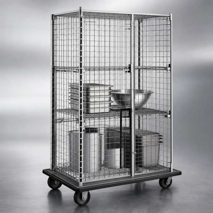 Product image #3 for Eagle Group QuadTruss Open Wire Security Cage with Dolly Truck, 52-7/8 Inches x 29-3/4 Inches x 69 Inches, Hybrid Epoxy Coated Finish