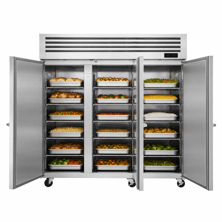 Product image #3 for Turbo Air PRO Series 3-Section Reach-In Heated Holding Cabinet, 73.9 Cu. Ft., Solid Doors