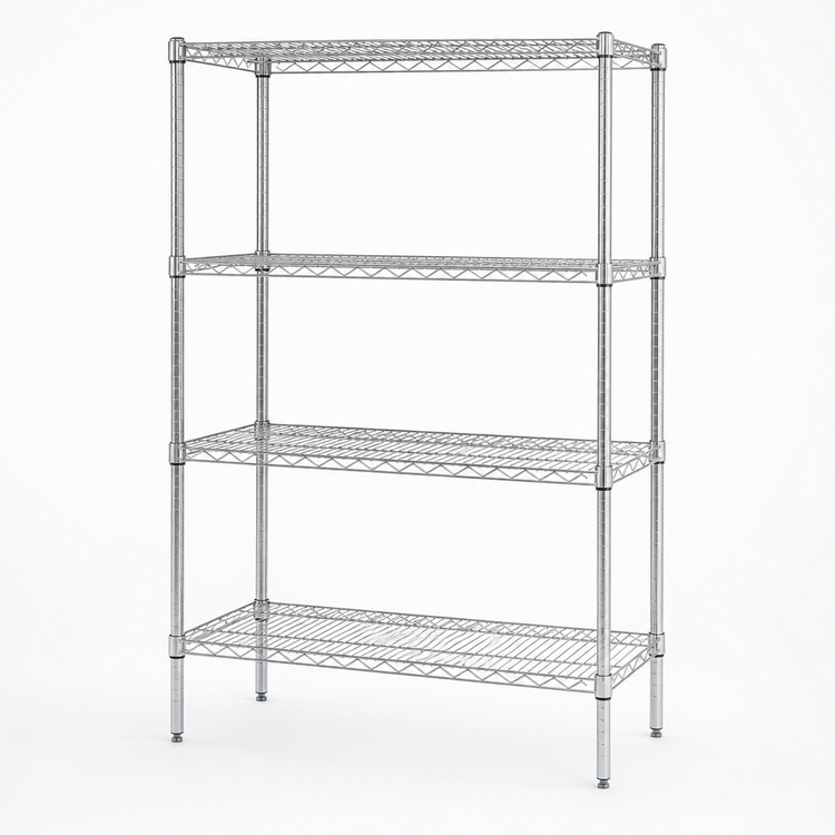 Product image #3 for Quantum 4-Shelf Stationary Chrome Wire Shelving Starter Kit, 72 Inch W x 24 Inch D x 63 Inch H