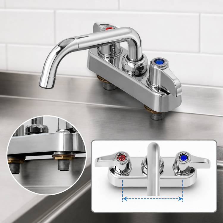 Product image #3 for equip 4-Inch Centers Deck Mount Workboard Mixing Faucet with 6-Inch Swing Nozzle