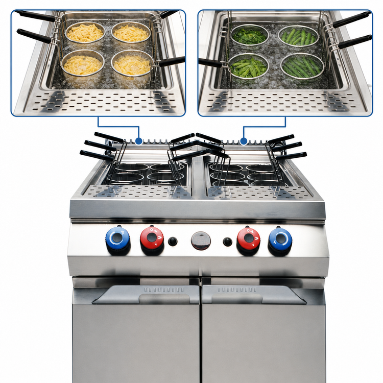 Product image #3 for High BTU Double Basin Gas Pasta Cooker, 24-Gallon Total Capacity