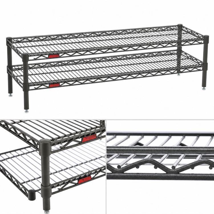 Product image #3 for Eagle Group QuadTruss Front Case Merchandise 2-Tier Wire Shelving Unit, 48 x 14 x 14 Inches, Pewter Gray Epoxy Finish