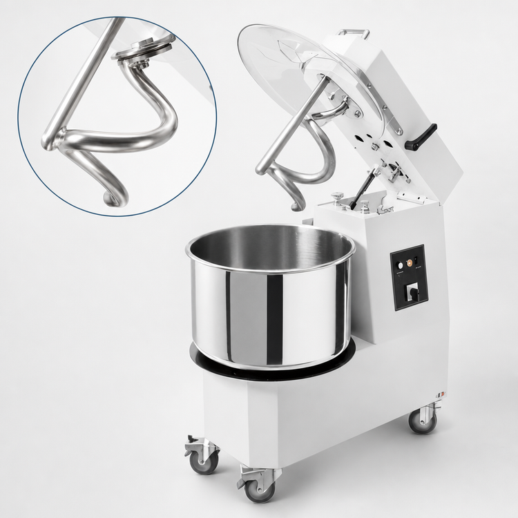Product image #3 for Trento 21 Liter Spiral Dough Mixer with Timer and Removable 304 Stainless Steel Bowl, 120V