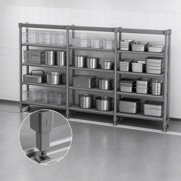 Product image #3 for Cambro Camshelving Premium Series 10-Foot High Density Raised Track Kit for 3 Mobile Units
