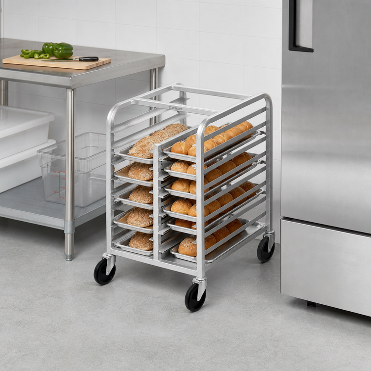 Product image #3 for Half-Height Stainless Steel End-Load Bun Pan Rack, 9 Full-Size / 18 Half-Size Pan Capacity