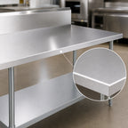 Thumbnail image #3 for Duke Manufacturing 314-2484-10R 84 x 24 Inch 14-Gauge 300 Series Stainless Steel Work Table with 10-Inch Riser and Galvanized Undershelf