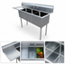 Thumbnail image #3 for Omcan USA 48 1/2-Inch Three-Compartment Pot Sink with Left Drainboard, Center Drain, and Galvanized Legs