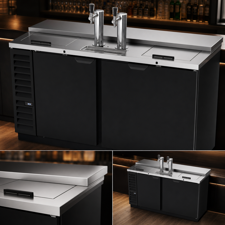 Product image #3 for Beverage-Air Club Top Direct Draw Beer Dispenser, 2-Door, 68-Inch Wide, 3 Half-Keg Capacity, Black