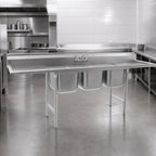 Thumbnail image #3 for Eagle Group 314-24-3-X 3-Compartment 304 Stainless Steel Sink, 24 x 24 x 13-1/2 Inch Bowls, 9-1/2 Inch Backsplash, Without Drainboards