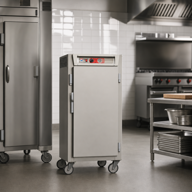 Product image #3 for Metro C5 6 Series 3/4 Height Mobile Heated Holding Cabinet with Solid Doors and Lip-Load Slides, 27-Pan Capacity