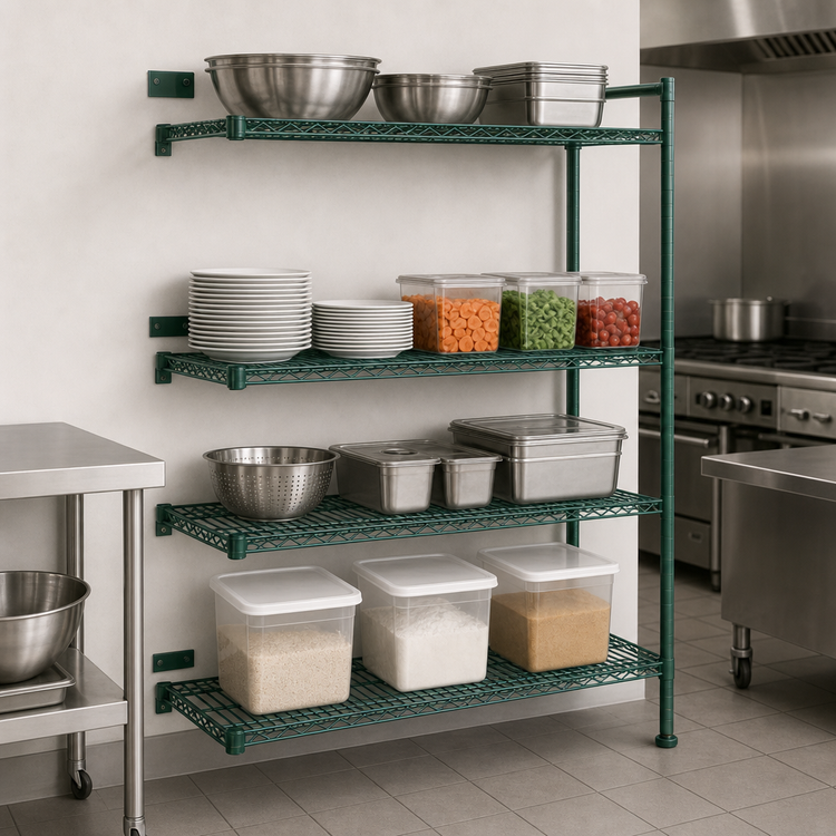 Product image #3 for Eagle Group Valu-Gard 4-Tier Add-On Wire Shelving Unit, 72 x 21 x 63 Inches, Green Epoxy Finish