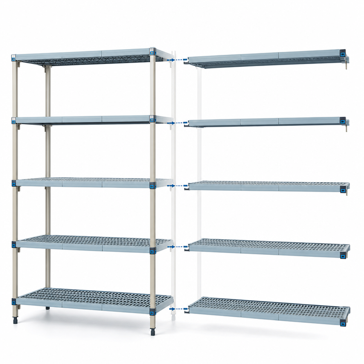 Product image #3 for MetroMax Q 5-Shelf Add-On Polymer/Wire Shelving Unit, 48 in. W x 21 in. D x 74 in. H