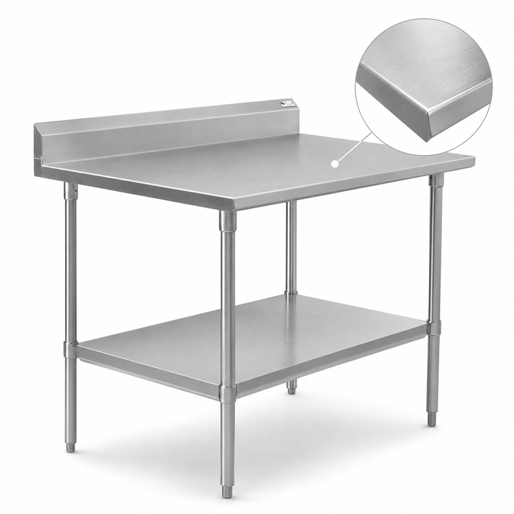 Product image #3 for John Boos Stallion Stainless Steel Work Table with 5-Inch Backsplash and Adjustable Undershelf, 60-Inch x 30-Inch