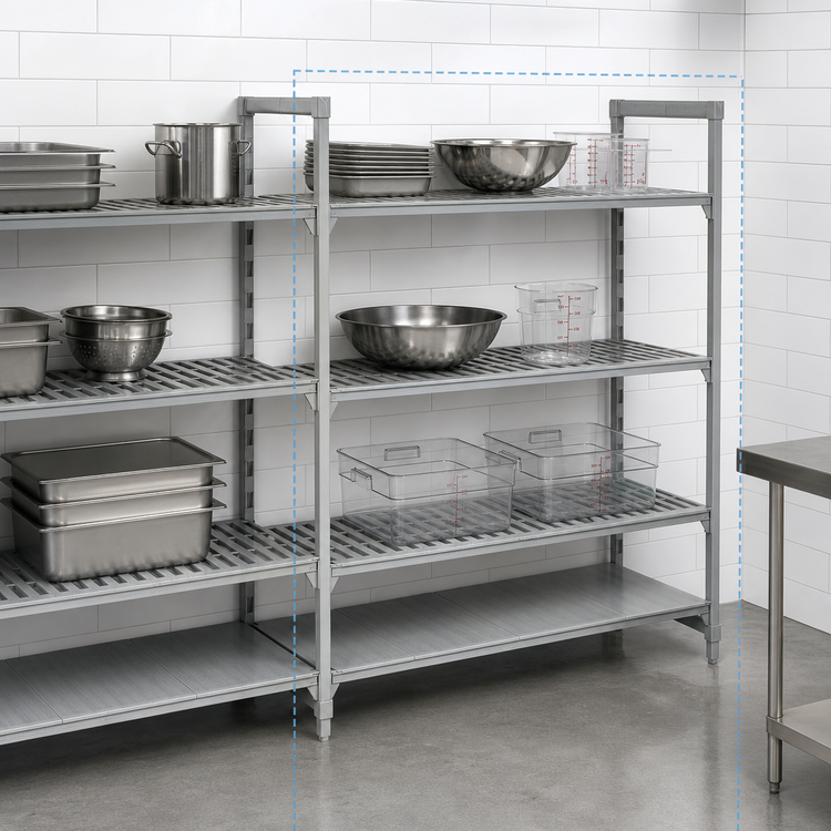 Product image #4 for Camshelving Premium 24" Deep x 54" Wide x 64" High 4-Tier Add-On Polymer Shelving Unit, Vented and Solid