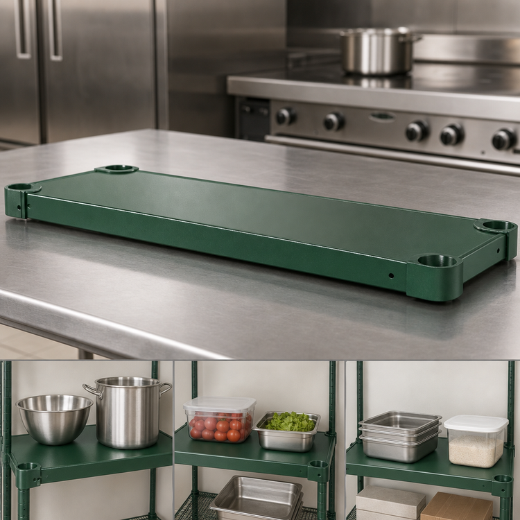 Product image #3 for Quik-Set Solid Flat Shelf, 60 x 24 Inches, Marine Edge, 1000 lb Capacity, Galvanized Steel, Green Epoxy Finish