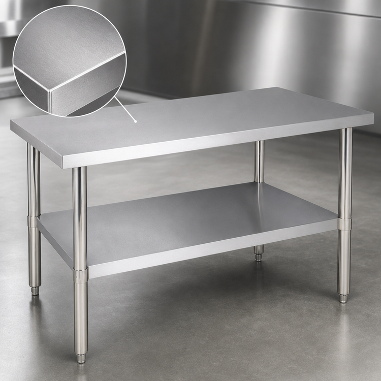 Product image #3 for Klinger's Trading SG2448 48-Inch x 24-Inch Stainless Steel Flat Top Work Table with Galvanized Legs and Adjustable Undershelf