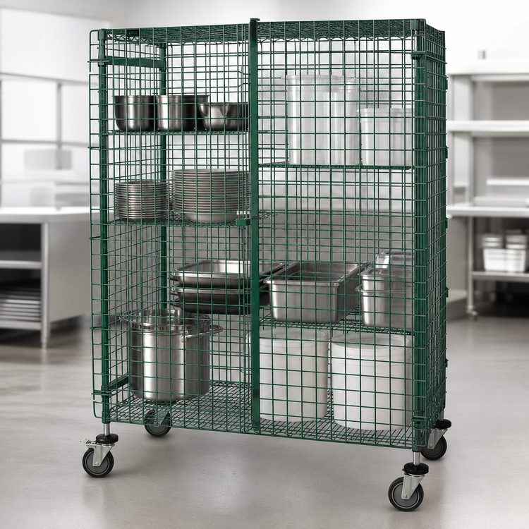 Product image #3 for Quantum 60"W x 21"D x 63"H Stationary Wire Security Cage, Green Epoxy