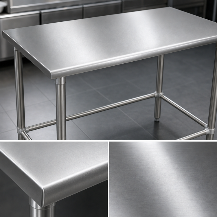 Product image #3 for John Boos Stallion 14-Gauge Stainless Steel Top Work Table with Safety Edge, 108 x 30 Inches