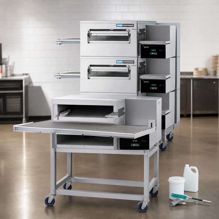 Product image #3 for Lincoln Impinger II Triple-Stack Gas Conveyor Pizza Oven Package with easyTouch Controls