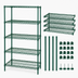 Thumbnail image #3 for Quantum 30-Inch Wide x 14-Inch Deep x 63-Inch High Stationary 5-Shelf Wire Shelving Starter Kit, Green Epoxy Finish