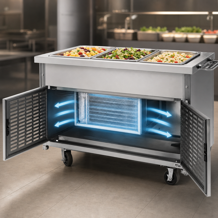 Product image #3 for Director's Choice DCS3-CFURN Mobile Refrigerated Cold Pan Unit with 3-Pan Capacity, NSF-7