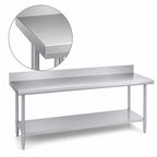 Thumbnail image #3 for Duke Manufacturing 314S-24120-5R Stainless Steel Work Table, 120 x 24 in, 14-Gauge 300 Series Top, 5-Inch Riser, Undershelf