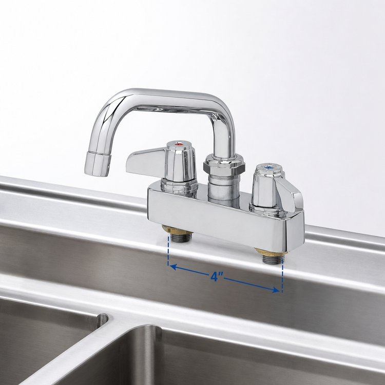 Product image #3 for Commercial 4-Inch Center Deck Mount Mixing Faucet with 6-Inch Swing Nozzle