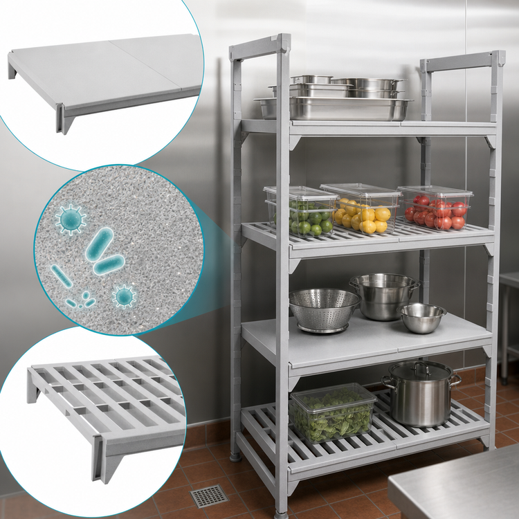 Product image #4 for Cambro Camshelving Premium 24" x 60" 4-Shelf Vented and Solid Shelf Kit