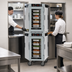 Thumbnail image #4 for Metro HotBlox Narrow Dual-Cavity Pass-Thru Insulated Holding Cabinet, 16-Pan, Analog, Clear Front & Rear Doors, Mobile