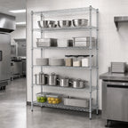 Thumbnail image #3 for Quantum WR86-2160S-5 5-Shelf Stationary Wire Shelving Starter Kit, 60"W x 21"D x 86"H, 304 Stainless Steel