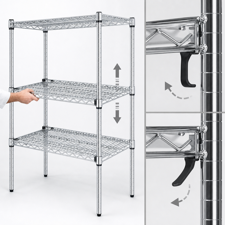 Product image #3 for Metro Super Erecta Super Adjustable 72"W x 14"D Wire Shelf, Stainless Steel Finish