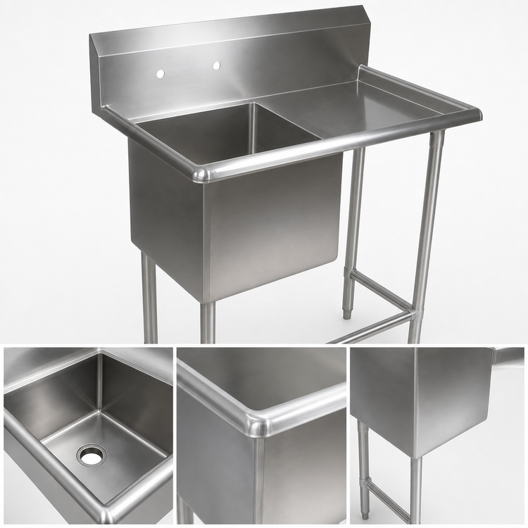 Product image #3 for John Boos Pro-Bowl 1-Compartment Commercial Sink with Right Drainboard, 54-3/16-Inch Wide